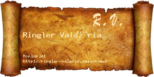 Ringler Valéria névjegykártya